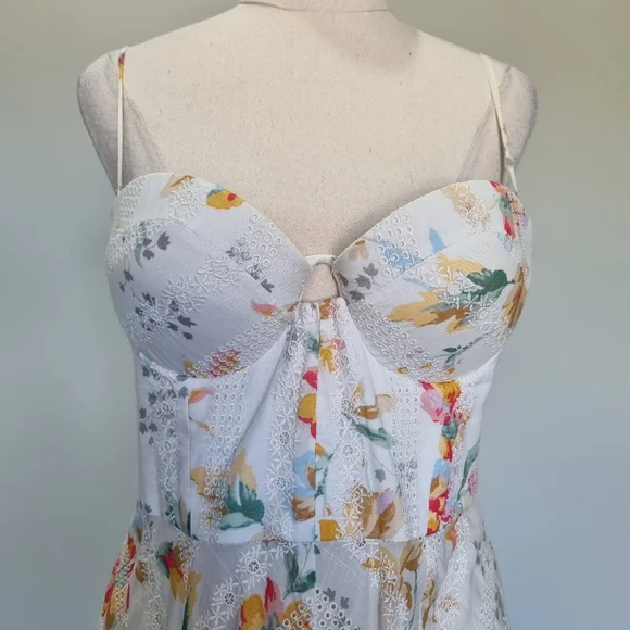 Zimmermann Belle Bustier White Floral Embroidered Eyelet Midi Dress Size 2 - Picture 6 of 11